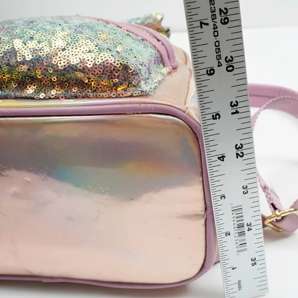 Disney Parks Loungefly Minnie Mouse Iridescent Sequin Mini Backpack Pink